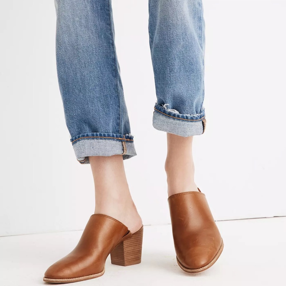 Madewell shaper Mule size 7.5 in English Saddle